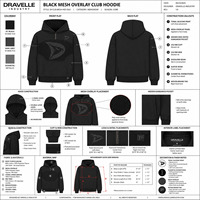 Sweatshirt Fleece Hitam Berkerudung Pria Dainese dengan Panel Jala Cetak Logo, Ukuran Oversize, Pakaian Kasual Musim Dingin, Tahan Air, Ramah Lingkungan