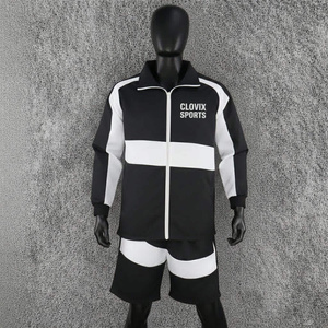 Wholesale Custom Logo <b>Mens</b> Windbreaker Tracksuit Set Breathable Full <b>Zip</b> Jacket with Matching <b>Shorts</b> Sportswear Manufacturer - Product Image 4