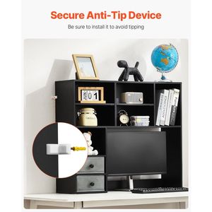 Organizzatore da Scrivania in Legno 94x25x79 cm, Libreria a 3 Ripiani con Cassetto per Ufficio, Espositore per Libri Leggibili per Casa - Product Image 6