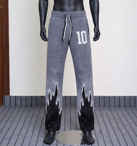 Pantalones y pantalones de punto para hombre OEM y ODM personalizados, prendas de punto de invierno, pantalones holgados cálidos informales con estilo, pantalones de mohair de punto con cordón peludo - Product Image 3