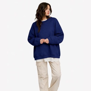 Sudadera Oversize de Cuello Redondo para Mujer, Color Gris Sólido, Hombros Caídos, Manga Larga, Tejido de Algodón y Fibra de Bambú, Transpirable, Ropa Casual - Product Image 2