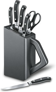 Grand Maitre Cutlery Block - Modern Block with Knives - Includes <b>Kitchen</b> <b>Scissors</b>, Chef's Knife, Santoku & More - Product Image 4