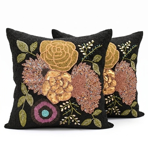 Handcrafted Black Silver Beaded Cushion Cover Glam <b>Sequin</b> Throw <b>Pillow</b> Case Luxury Embroidered Pillowcase Sofa Living Room - Product Image 3