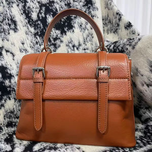 Bolsos de Mano de Cuero Genuino de Lujo para Mujer, Bolso de Hombro Duradero con Cierre de Cremallera en Colores Marrón, Negro y Naranja - Product Image 6