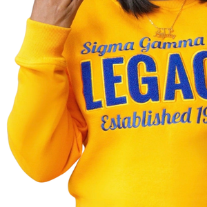 Sweat-shirt en chenille Sigma Gamma Rho Legacy pour femme, broderie or et bleu, mélange de coton, manches longues, coupe décontractée et élégante - Product Image 5