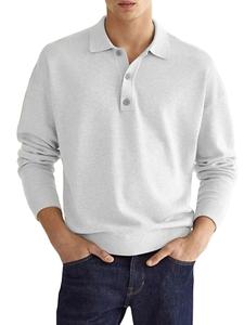 Suéter Polo de Punto Personalizado al por Mayor de Fábrica, Camisa de Cachemira, Manga Larga, Botones, Polo de Punto para Hombre - Product Image 4