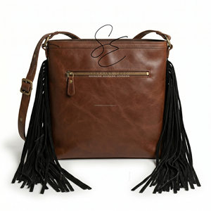 Sac bandoulière en cuir véritable Hairon Western haut de gamme, fait main, avec franges, style cowgirl, sac à main bohème pour femme - Product Image 5