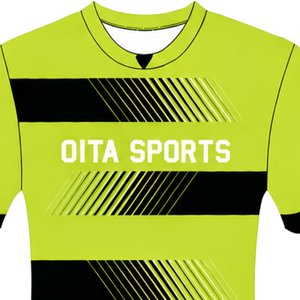 Maillot de rugby jaune néon et noir à manches courtes, col rond, rayé, uniforme d'équipe personnalisé, respirant, pour l'entraînement et la performance sportive - Product Image 3
