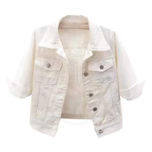 Abrigos de mezclilla para mujer, estilo moderno, con perlas, sueltos, blancos, de alta calidad, para mujer, elegantes, al por mayor - Product Image 2