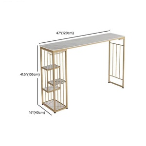 Luxury Stainless Steel Gold <b>Bar</b> <b>Table</b> Marble Top Narrow Console <b>Table</b> with Wine Rack Kitchen Island Breakfast <b>Bar</b> <b>Table</b> - Product Image 2