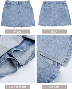 2026 OEM Trending HSI Top Model Acid Wash Semi <b>Stretch</b> Denim <b>Skirts</b> With A Classic Cargo Belt Multi Pockets Fancy Style Front - Product Image 2