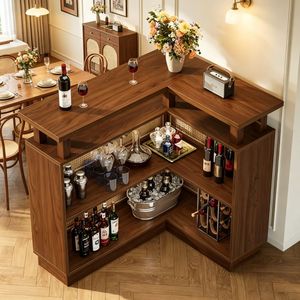 Tavolo da Bar Vintage in Legno e Rattan con Piedi Regolabili per Casa, Feste, Ristoranti, Hotel, Giardini Esterni - Product Image 5