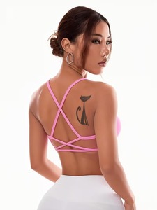 Seamless <b>Cross</b> Back Activewear Sports Bra High Stretch Breathable Gym Fitness Bralette Workout Running Yoga Crop <b>Top</b> - Product Image 2