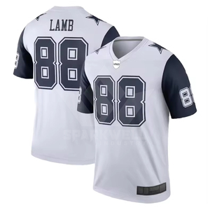 เสื้อฟุตบอลอเมริกันสีขาวสำหรับผู้ชาย คอวี แขนสั้น เบอร์ 88 ผ้าโพลีเอสเตอร์ระบายอากาศ ซับเหงื่อได้ดี ชุดทีมแบบสั่งทำ - Product Image 1