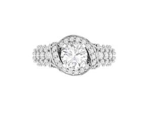 Bague de fiançailles solitaire ovale en diamant de laboratoire de 1,5 carat en or jaune massif 14K 18K avec sertissage pavé triple rangée - Product Image 2