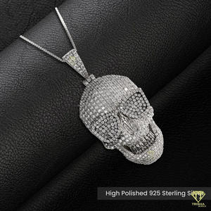 Pendentif crâne en moissanite de qualité supérieure en argent sterling 925, collier de bijoux tendance pour homme et femme - Product Image 5