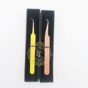 Pince à épiler en acier inoxydable de marque privée pour l'extension des cils 45 degrés argent 35 degrés revêtement de poudre de paillettes d'argent Orange pointu - Product Image 4