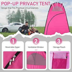 Tenda Portatile per Privacy all'Aperto, Pop-up Rosa, per Toilette e Spogliatoio, Doppio Strato in Tessuto Impermeabile - Product Image 5