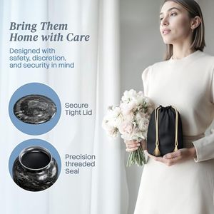 Signature Aluminum <b>Keepsake</b> <b>Memorial</b> Cremation Urn Ash Tribute Holder Featuring Decorative Artistic Lid And Fine Texture - Product Image 2