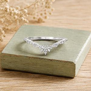 Minimalist Trendy Wedding Band Marquise & Round Lab Grown Diamond Curve 10k 14k 18k Solid Gold For Women Dainty <b>Stacking</b> <b>Ring</b> - Product Image 2