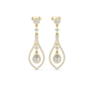 Pendientes de Boda de Oro Rosa de 14K con Diamantes Cultivados en Laboratorio, Corte Redondo y en Forma de Pera, para Mujer |   Diamante Cultivado Nuevo - Product Image 3