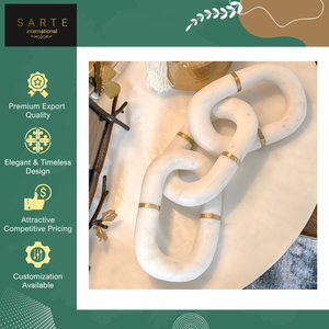 Plateau de table décoratif de luxe fait main en marbre, moderne, étanche, écologique et personnalisable, de qualité supérieure, pour la maison, avec motif chaîne, pour Diwali et occasions de sympathie - Product Image 6