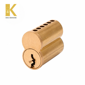 Cylindre de serrure en laiton, logo personnalisé disponible, laiton satiné, 6 goupilles, clé en L, SFIC, pour la sécurité des portes - Product Image 1