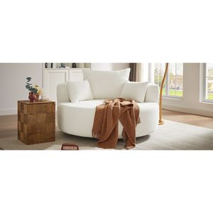 Poltrona Girevole a 360 Gradi con 3 Cuscini Rimovibili, Sedia Rotonda per Soggiorno, Camera da Letto, Ufficio - Product Image 2