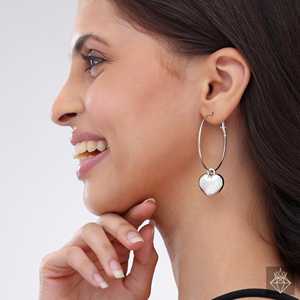 Boucles d'oreilles créoles PRAO Heart Love Drop Elegant Fine Jewelry - Product Image 1