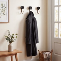 Crochets muraux décoratifs en céramique noire en forme de rose faits à la main avec patères métalliques, pour entrée, chambre, salle de bain - Vente en gros