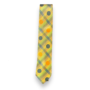 Corbata Amarilla a Rayas y Puntos de Poliéster Premium para Hombre, Ideal para Negocios, Bodas y Fiestas - Product Image 1