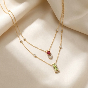 Trendy Necklace 9k 10k 14k 18k gold labgrown shining diamond layered necklace <b>gift</b> for women - Product Image 1