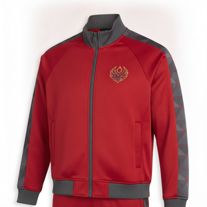 Chándal Deportivo Rojo para Hombre, Manga Larga, Cierre de Cremallera, Cuello Alto, Transpirable, Diseño Sólido, para Otoño, Corte Regular, con Logotipo - Product Image 4