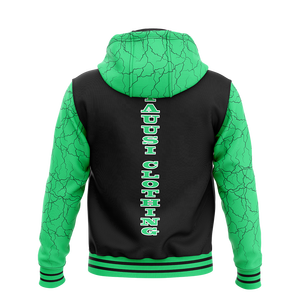 Sudadera con Capucha para Hombre, Diseño Personalizado con Logotipo, Estilo Urbano, Color Negro y Verde, Impresión por Sublimación, con Bolsillo Tipo Canguro, Corte Deportivo Ajustado - Product Image 2