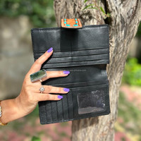 Casing ponsel kulit sapi, dompet kulit barat Multi fungsi, dompet desain baru, casing genggam, dompet ukir tangan kulit sapi