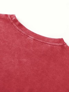 Vintage Washed Knitted Eco-Friendly Stand <b>Collar</b> <b>T</b>-<b>Shirt</b> Men Oversized Streetwear O Neck Short Sleeve Retro Cotton Tee Custom - Product Image 3