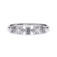 Bague en or 14 carats avec diamant de laboratoire taille baguette, alliance minimaliste empilable pour femme