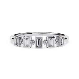 14K Gold Baguette Cut Lab Grown Diamond <b>Ring</b> Minimalist Stackable Wedding Band for Women - Product Image 6