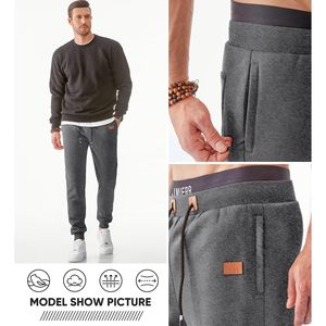 2025 hommes gymnastique pantalons de survêtement fermeture éclair poches polaire conique Joggers cordon taille athlétique entraînement survêtement pantalon pour - Product Image 4