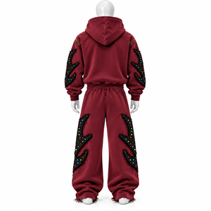 Survêtement unisexe en molleton d'hiver léger, respirant et à séchage rapide, 100% coton, avec broderie personnalisée effet vieilli, en vente - Product Image 2
