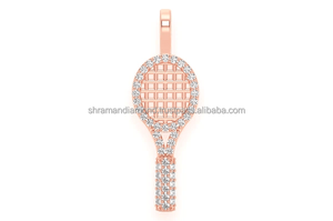 Collection exclusive de bijoux de mode haut de gamme, mini raquette de tennis, pendentif en or 14 carats, diamant naturel VVS, pendentif charme, cadeaux - Product Image 4