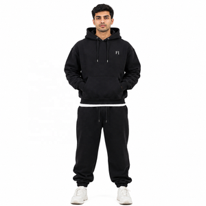 Ensemble de survêtement oversize en polaire épais pour hommes et femmes, style streetwear, avec sweats à capuche demi-zippés et sweat-shirts à revers, tenue chaude d'hiver, fournisseur OEM - Product Image 1