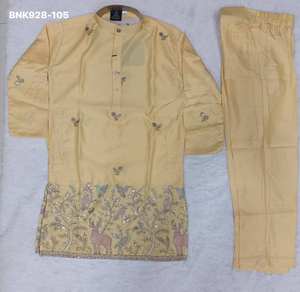 Colección de Ropa Festiva de Última Moda, Excelente Calidad, Satén Malai con Trabajo Daman, Colección de Kurta-Polo para Niños a Precio de Mayoreo - Product Image 6