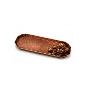 Rectangular Metal Serving Tray with <b>Pinecone</b> Design Polished Finish Decorative for Residential Use - Product Image 1