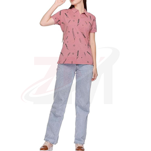 Camiseta Polo Rosa de Manga Corta con Estampado Floral, Informal, Tejida, 100% Poliéster, Transpirable, Nuevo Diseño Personalizado - Product Image 5