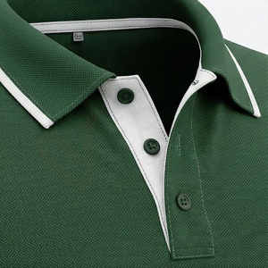 Polo à manches courtes vert pour homme, 100% coton, tissu Oxford respirant, coupe décontractée, couleur unie, design tissé - Product Image 4