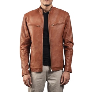 Veste en peau de mouton marron de qualité supérieure pour hommes, vêtements d'extérieur tendance de haute qualité, élégante, durable, collection hiver, broderie, coupe-vent - Product Image 1