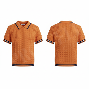 Hot Sale Knitted Custom Design Whole Sale Trendy Polo Shirt with <b>White</b> Collar and Stripes Casual Knitwear Polo <b>Tee</b> Short Sleeve - Product Image 3