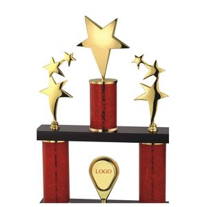 Metal <b>Trophies</b> Star Shaped Dial For Office And Sports Recognition Plain Pattern Gold Silver Bronze Finish Made In India Award - Product Image 1