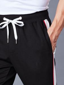 Pantalon de sport noir en coton de haute qualité pour homme, avec bande latérale, respirant, décontracté, pour la gym et le jogging, vente en gros OEM - Product Image 5